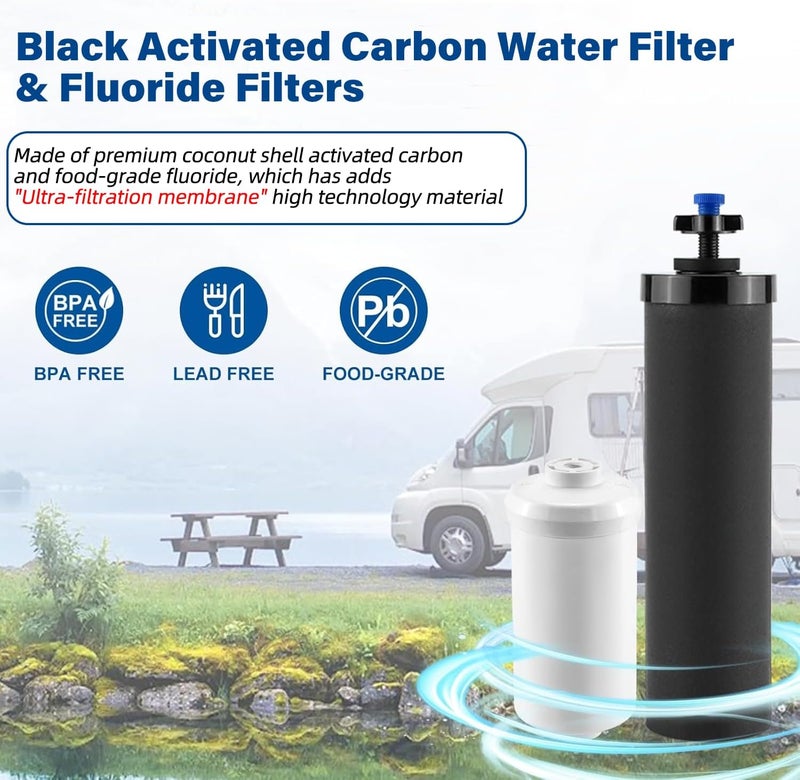 Fetechmate Black Activated Carbon Water Filter Elements & Fluoride Filters for Gravity Water Filtration System with UF-membrane Certified Water Filter Replacement, Pack of 4 - Image 3
